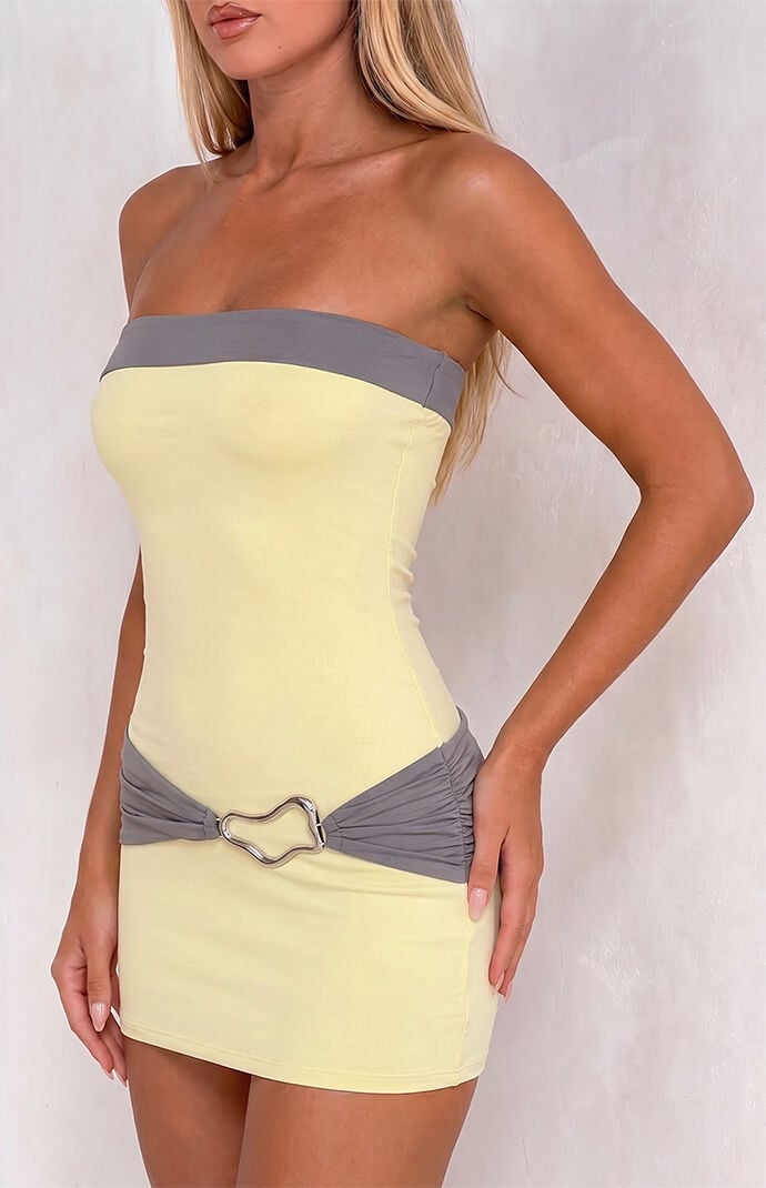 Tiger Mist Yellow EOS Colorblock Mini Dress