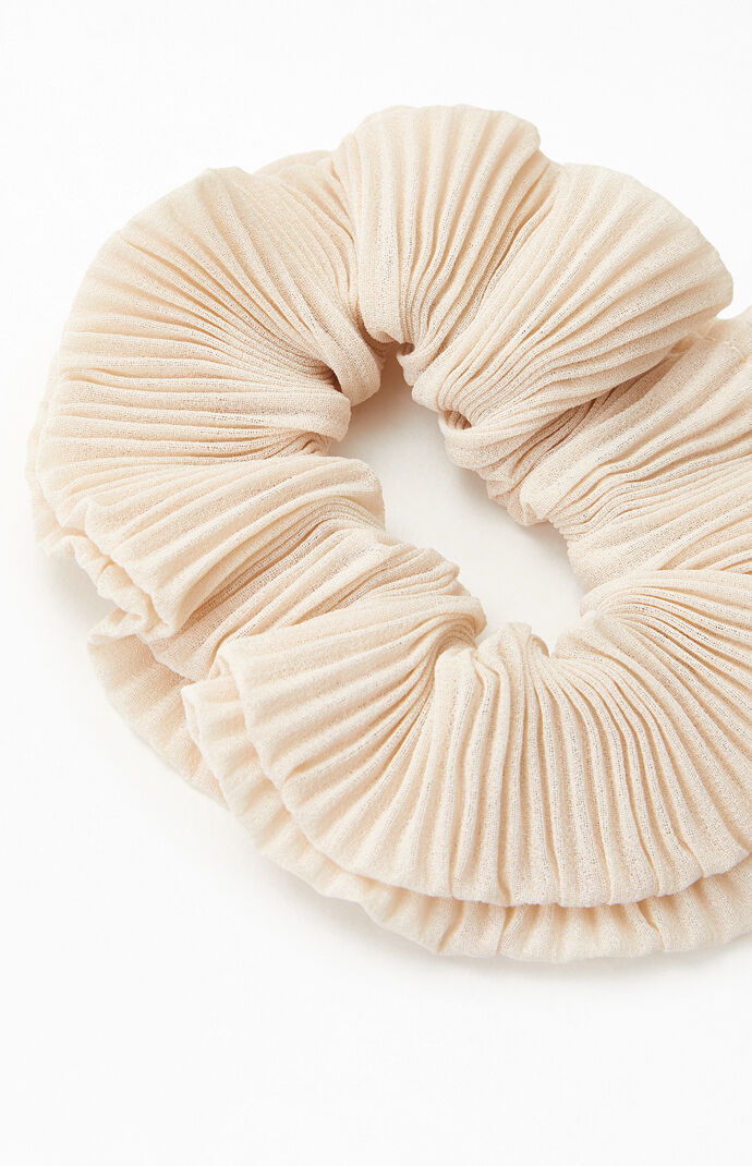 Cream Pleated Scrunchie