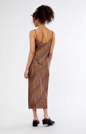 Floral Satin Cowl Neck Midi Dress image number 4