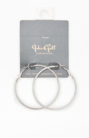 Large Silver Hoop Earrings image number 1