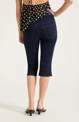 Capri Denim Shorts Stretch Dark Blue image number 4