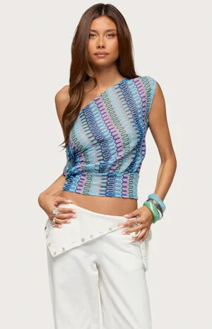 Taniya Off Shoulder Zigzag Knit Top image number 1