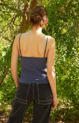 Navy Amara Lace Trim Tank Top image number 3