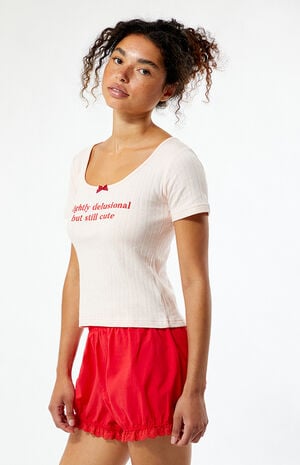 Slightly Delusional But Still Cute Cropped T-Shirt image number 2