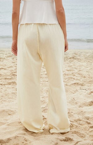 Yellow Anastasia Linen Baggy Lounge Pants image number 4