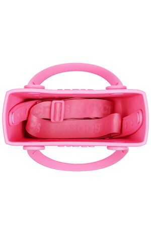 Pink Small Woven Crossbody Tote Bag image number 7