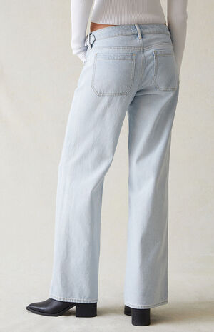 Eco Light Indigo Belted Wide Leg Jeans image number 5