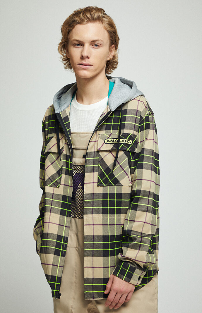 pacsun hooded flannel