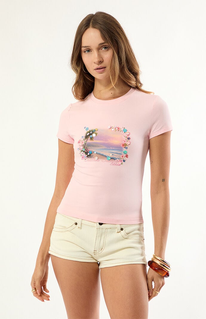 Edikted Beach Babe Sequin T-Shirt