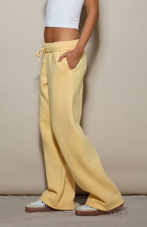 Yellow Ultra Soft Fleece Baggy Sweatpants image number 3