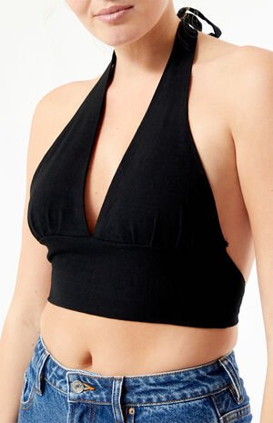 Open Back Linen Halter Top image number 2