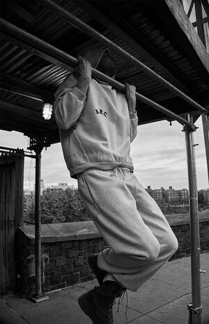 Gray&nbsp;Heavyweight Fleece Baggy Sweatpants image number 2