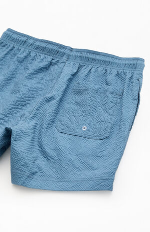 Blue Logo Seersucker 4.5" Swim Trunks image number 4