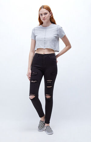 PacSun Black Ripped High Waisted Jeggings