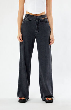 Black High Waisted Denim Trousers image number 2