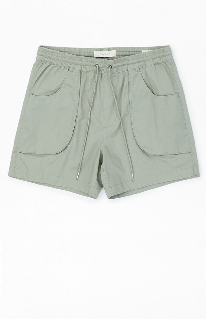 Pacsun Men s Olive Trey Volley Shorts in Green Size Small