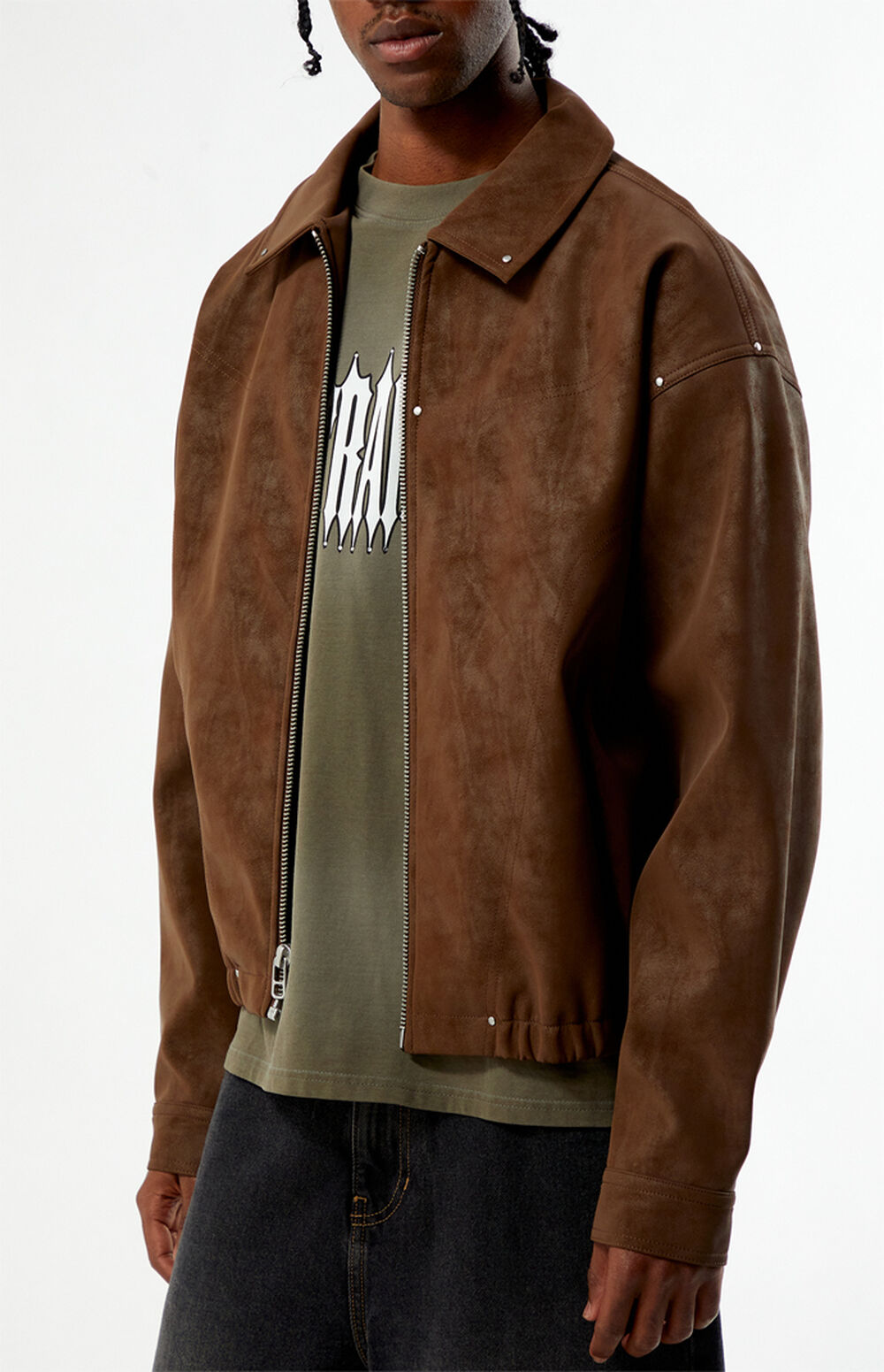 Pacsun Alex Studded Faux Leather Gas Jacket | Pacsun