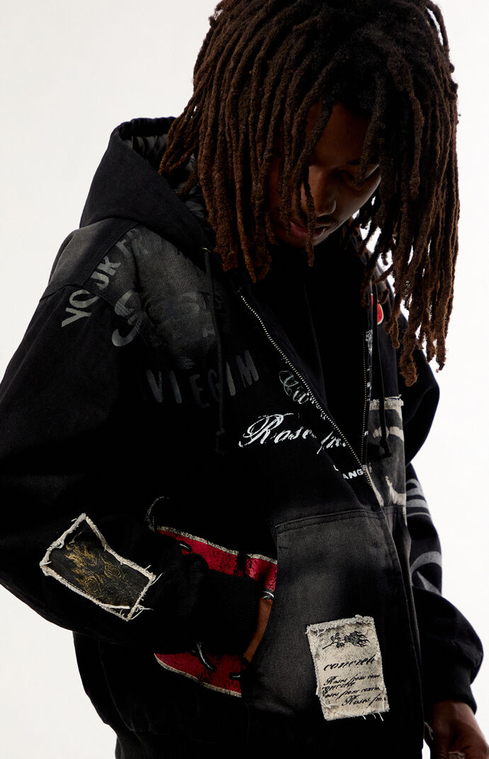Civil Outliers Distressed Zip Up Hoodie
