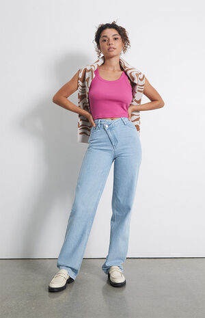 Eco Asymmetrical Waistband '90s Boyfriend Jeans image number 1