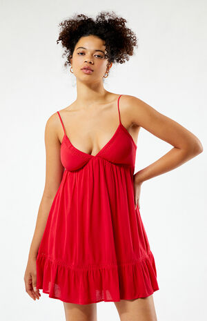 Trim V-Neck Babydoll Dress image number 1