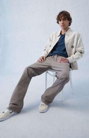 Eco Stretch Canvas Khaki Slim Bootcut Pants image number 4
