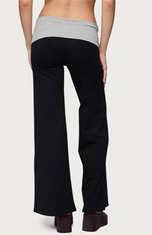 Wide Leg Contrast Fold Over Pants image number 3
