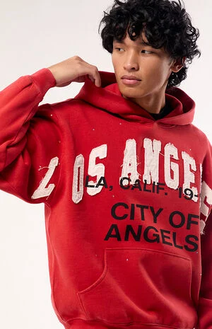Red Los Angeles Applique Fleece Hoodie image number 2