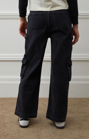Black Baggy Cargo Jeans image number 5