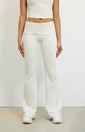 PAC WHISPER Active Ivory Fold-Over Waistband Flare Yoga Pants image number 3