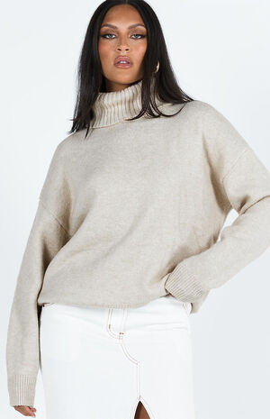 Eco Oatmeal Oswin Turtleneck Sweater image number 2