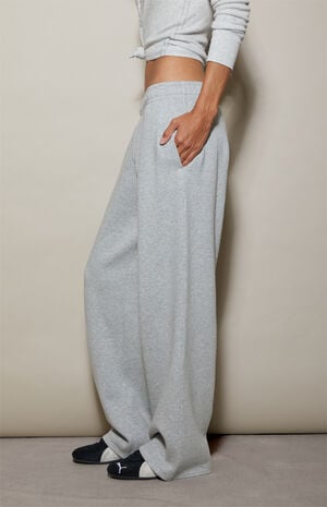 Heather Grey Ultra Soft Fleece Core Vintage Wash Baggy Sweatpants image number 3