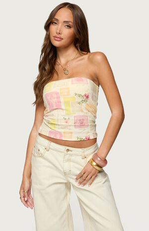 Cicilla Vintage Mixed Print Tube Top image number 1