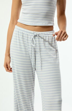 Blue & White Lounge Striped Baggy Pants image number 5