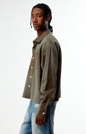 Pike Washed Cropped Long Sleeve Work Shirt image number 3