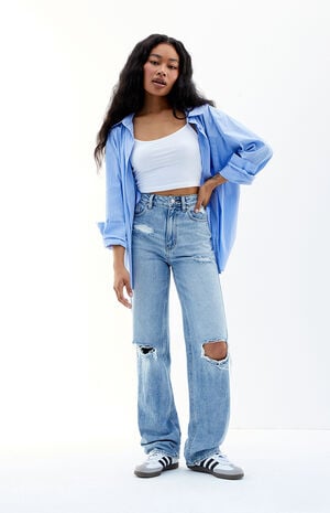Light Indigo Ripped '90s Boyfriend Jeans image number 2