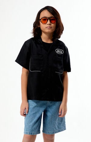 Kids Pick Stitch Cropped Camp Shirt image number 1