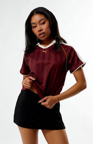 Maroon T7 Cropped Football Jersey image number 1