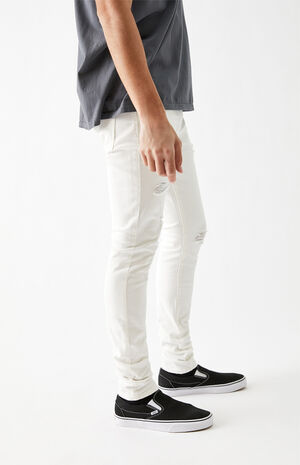 White Ripped Stacked Skinny Jeans image number 3