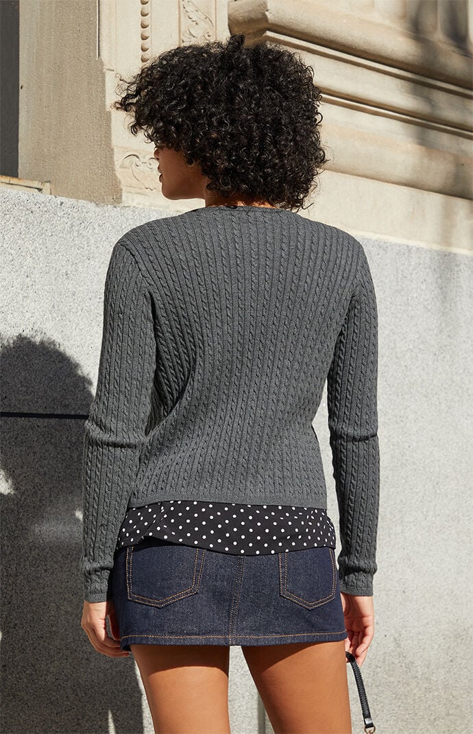 John Galt Dark Gray Zoe Cable Knit Cardigan