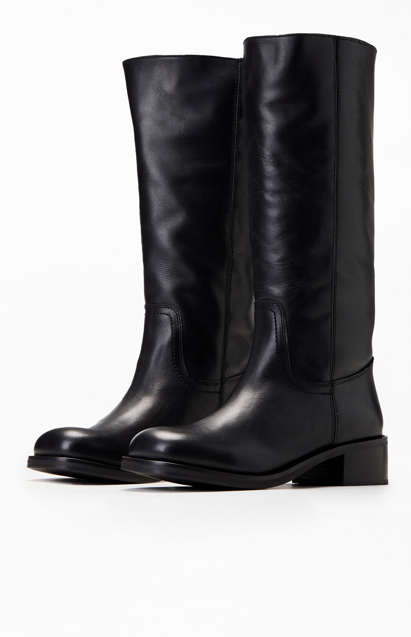 【Steve Madden】関税なし♪RIGGS ロングブーツ RIGGS Black Leather Square-Toe Women's Boot – Steve Madden