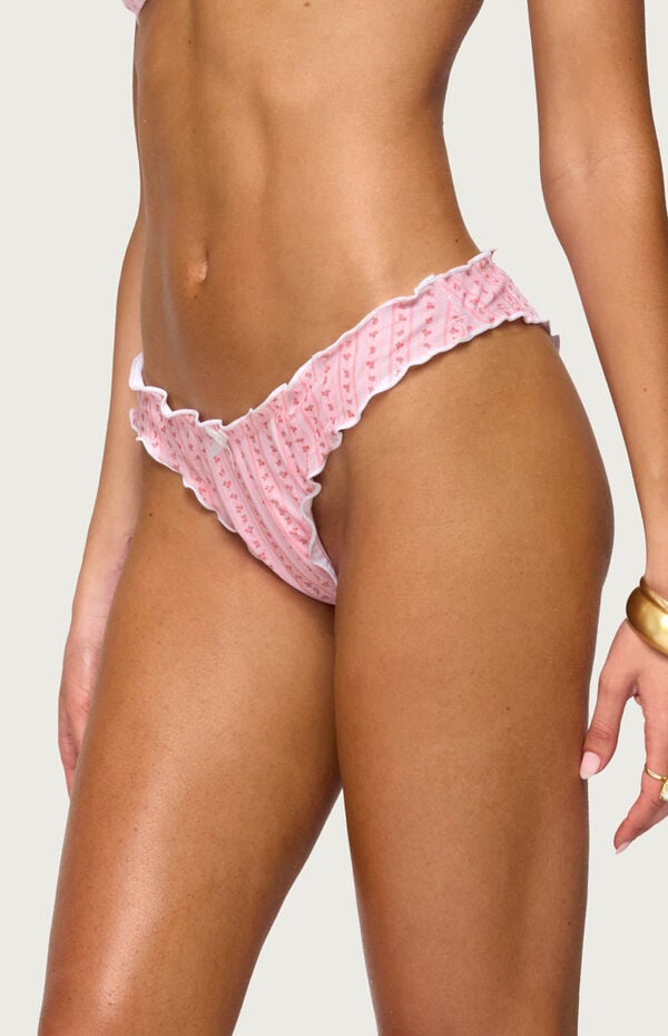 Edikted Pip Striped Ruffle Edge Bikini Bottom