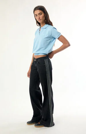 Black Low Rise Flare Jeans image number 1