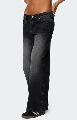 Petite Magda Low Rise Acid Wash Jeans image number 3