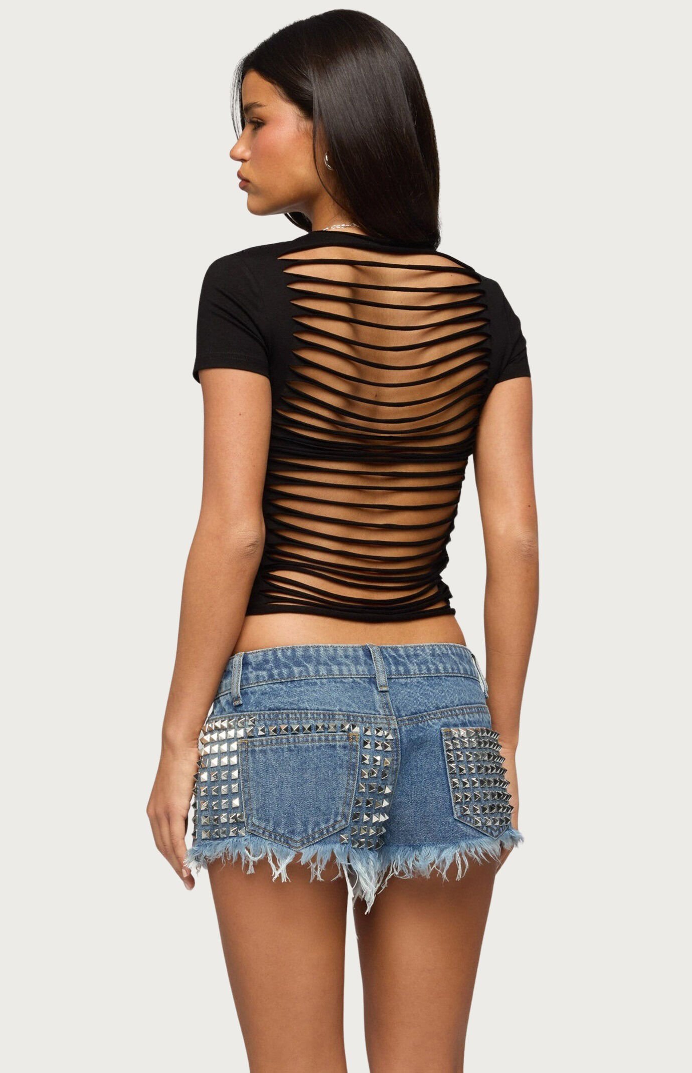 Edikted Izabelle Shredded Back T-Shirt