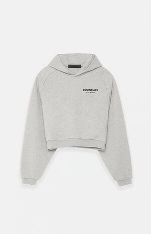 Women's Light Heather Grey Fleece Cropped Hoodie image number 1