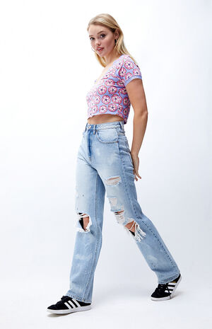 PacSun Eco Light Blue Distressed '90s Boyfriend Jeans | PacSun