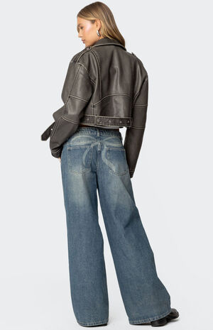 Washed Faux Leather Jacket image number 5