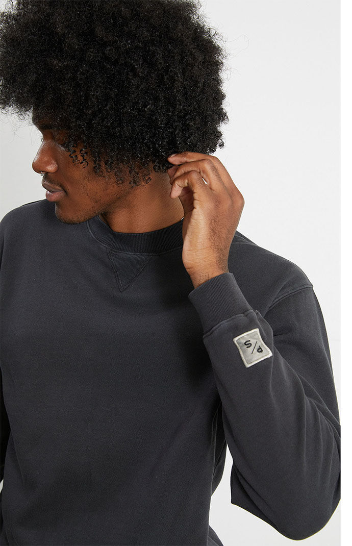 Washed black crew neck sweatshirt shop