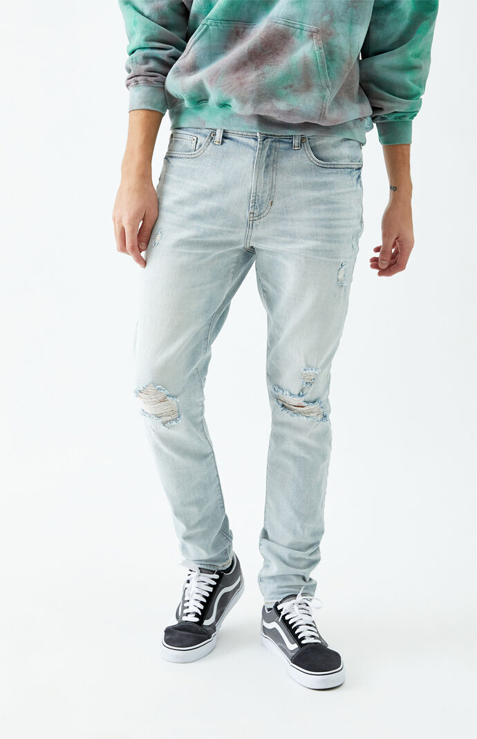 ripped stacked skinny jeans