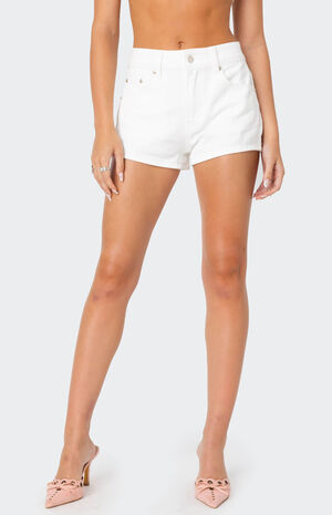 Bow Pocket Washed Denim Shorts image number 2